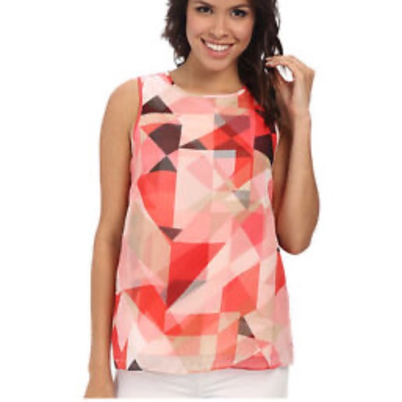 Vince Camuto sorbet squares double layer top Sz XL sleeveless fly away back - Picture 1 of 8
